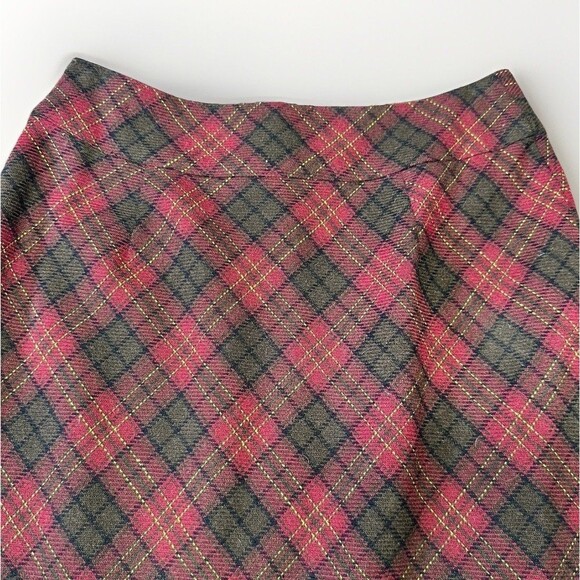 Vintage GAP Wool Blend Plaid A-Line Skirt Red Brown Tartan 90s - Sz XS/SM - Picture 3 of 4